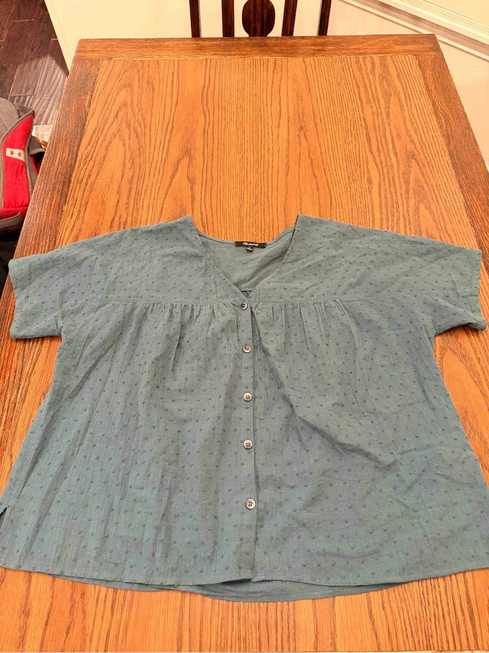 Madewell Olive Green Dot-Textured A-Line Skirt
